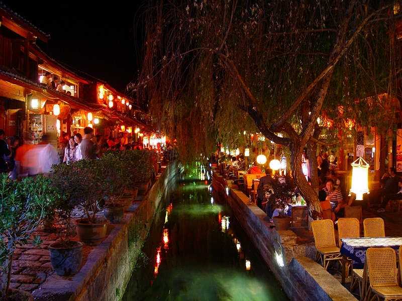丽江古城夜景图片,丽江古城夜景图库,丽江古城夜景旅游图片