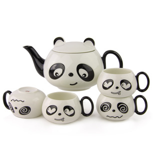 日日和创意陶瓷器熊猫茶具套装红茶普洱花茶套装礼品实用